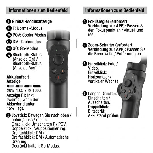 Smartphone-Gimbal mit 3-Achsen-Stabilisierung – RGB-Fülllicht, 10 Stunden Akkulaufzeit