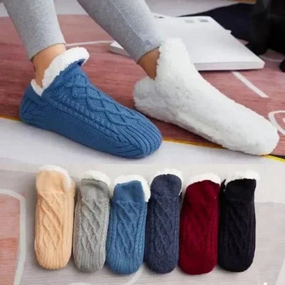 Thermische Fleece-Socken mit rutschfester Sohle – ideal für warme Füße zu Hause im Winter