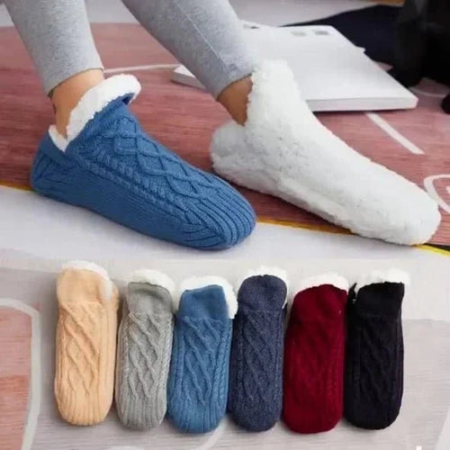 Thermische Fleece-Socken mit rutschfester Sohle – flexibel und ideal für den Winter zu Hause