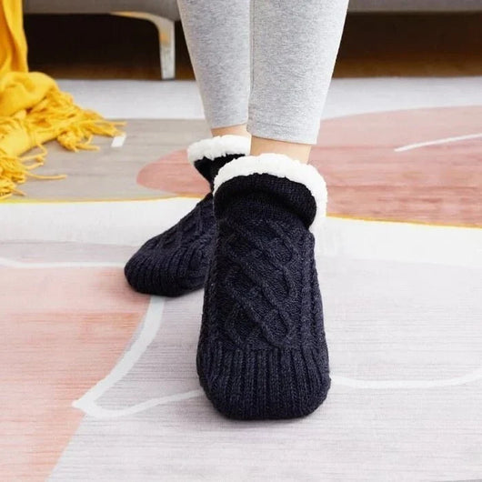 Thermische Fleece-Socken mit rutschfester Sohle für warme Füße im Winter zu Hause