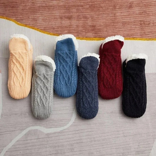 Thermische Fleece-Socken mit rutschfester Sohle für warme Füße zu Hause im Winter
