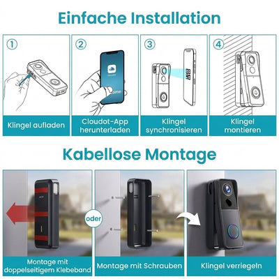 Video Türklingel mit Kamera – Kabellos, 1080p HD, Zwei-Wege-Kommunikation