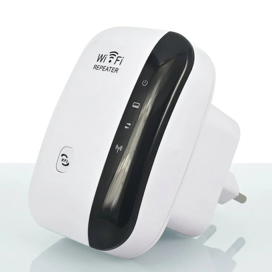 Weißer WLAN-Repeater für Zuhause und Büro zur Reichweitenverstärkung mit Status-LEDs
