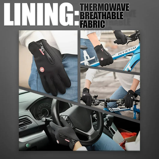 Wasserdichte Winterhandschuhe mit Thermofutter und atmungsaktivem Gewebe beim Radfahren und Autofahren