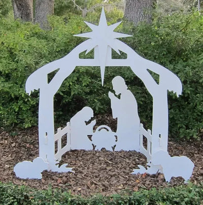 Weihnachtskrippe kaufen – Wetterfestes Stall-Set mit Heiligen Figuren für den Außenbereich 0