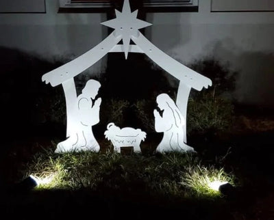 Weihnachtskrippe kaufen – Wetterfestes Stall-Set mit Heiligen Figuren für den Außenbereich 1