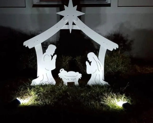 Weihnachtskrippe kaufen – Wetterfestes Stall-Set mit Heiligen Figuren für den Außenbereich 1