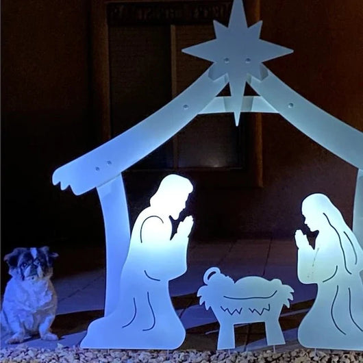 Weihnachtskrippe kaufen – Wetterfestes Stall-Set mit Heiligen Figuren für den Außenbereich 3