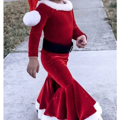 Weihnachtsmann Kostüm für Kinder – Hochwertig aus Baumwolle und Satin, 2-8 Jahre 4