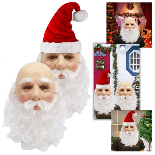 Weihnachtsmann Maske aus Naturlatex – Realistisches Design, Atmungsaktiv, Einheitsgröße