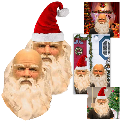 Weihnachtsmann Maske aus Naturlatex – Realistisches Design, Atmungsaktiv, Einheitsgröße