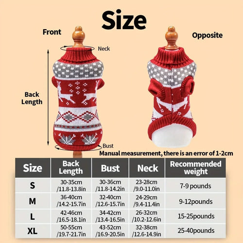 Weihnachtspullover für kleine Hunde und Katzen aus weichem Acryl – für drinnen und draußen