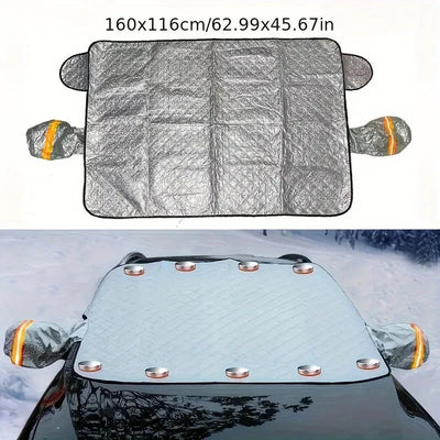 Windschutzscheibenabdeckung winterfest mit Magnetbefestigung – Inklusive Seitenspiegelschutz 4