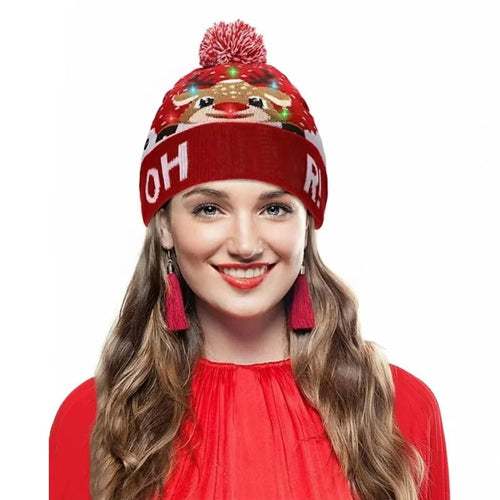 Wintermütze mit LED-Licht und Bommel – Flexibel für Kinder und Erwachsene, warm und elastisch