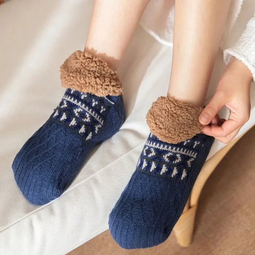 Wintersocken mit Schneemuster – Warme, rutschfeste Thermosocken für Damen und Herren