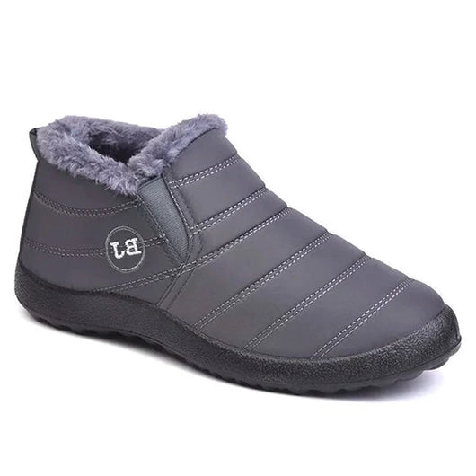 Graue Winterstiefel für Damen mit flauschigem Innenfutter und rutschfester Sohle