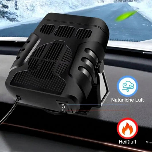 Tragbare 12V Auto-Heizung mit Kühlfunktion, 360° drehbar für klare Sicht, mit Einstellungen für natürliche Luft und Heißluft.
