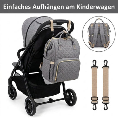 Wickelrucksack mit Befestigungsgurten für den Kinderwagen