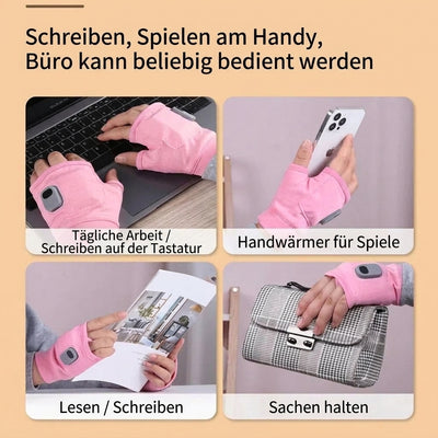 Beheizbare fingerlose Handschuhe bei der täglichen Arbeit am Computer, beim Spielen am Handy, beim Lesen und Tragen von Dingen.