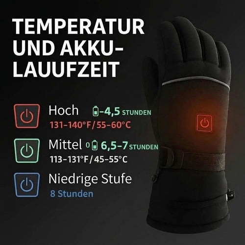 Beheizbare Handschuhe mit Temperaturregelung – Wasserabweisend, Einheitsgröße für kalte Temperaturen