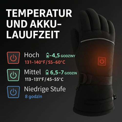 Beheizbare Handschuhe mit Temperaturregelung – Wasserabweisend, Einheitsgröße für kalte Temperaturen