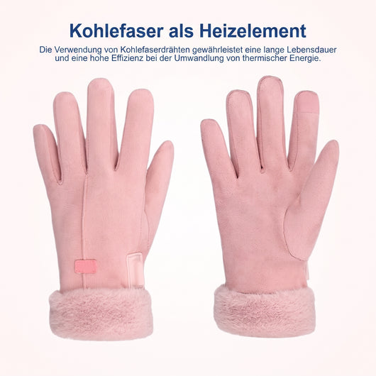 Beheizbare Winterhandschuhe für Damen mit Kohlefaser-Heizelementen für lange Lebensdauer und hohe Wärmeeffizienz.