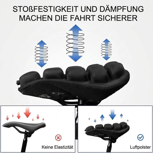 Dekompressionskissen für Fahrradsattel mit Stoßdämpfung – atmungsaktiv, Größen S und M