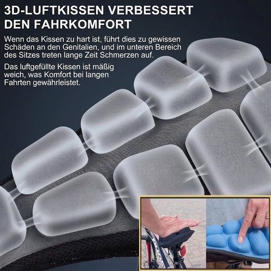 3D-Luftkissen für Fahrradsättel zur Druckentlastung und für mehr Komfort bei langen Fahrten.