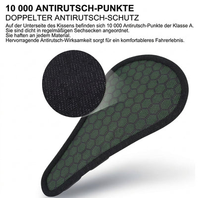 Fahrradsattelkissen mit 10.000 rutschfesten Punkten auf der Unterseite für besseren Halt und mehr Fahrkomfort.