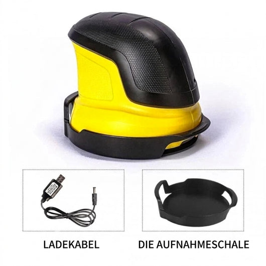 Elektrischer Eiskratzer mit Zubehör wie Ladekabel und Ablageschale
