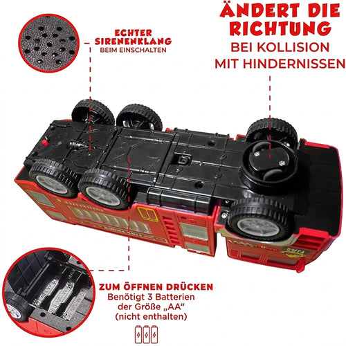 Elektrisches Feuerwehr-Spielzeugauto mit Licht und Sirene – ab 3 Jahren, 27,5 cm
