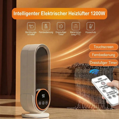 Elektrischer Heizlüfter mit 1200 W, Timer und Fernbedienung, ideal für kleine Räume, leise und effizient im Betrieb