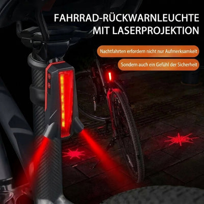 Fahrradrücklicht mit LED und Laserprojektion für mehr Sicherheit bei Nachtfahrten