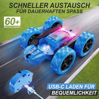 Ferngesteuertes Stuntauto mit 60 Minuten Laufzeit und praktischem USB-C-Ladeanschluss