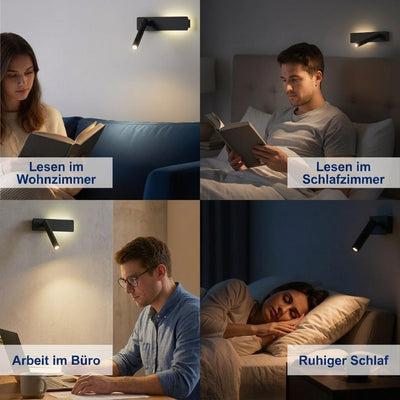 LED Wandleuchte schwenkbar für Schlafzimmer – Metall, einstellbare Helligkeit, 360° drehbar