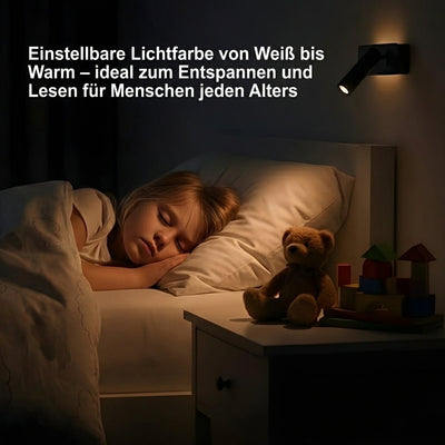 LED Wandleuchte schwenkbar für Schlafzimmer – Metall, einstellbare Helligkeit, 360° drehbar