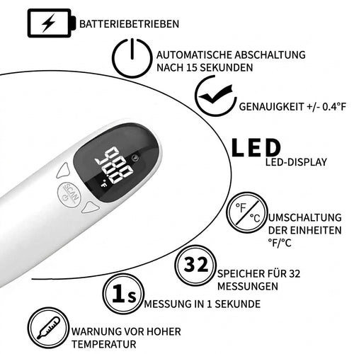 Infrarot-Thermometer für Haustiere – Berührungslose Ohrtemperaturmessung mit 32 Speicherplätzen