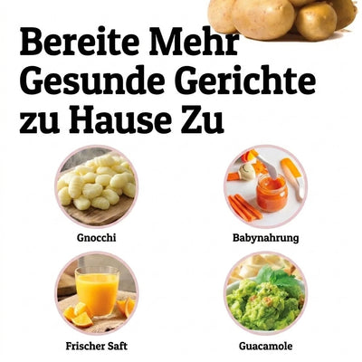 Kartoffelpresse für die Zubereitung von Gnocchi, Babynahrung, frischem Saft und Guacamole zu Hause