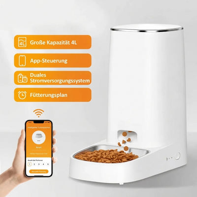 Automatischer Katzenfutterautomat mit 4 Liter Fassungsvermögen, App-Steuerung und Zeitplanfunktion