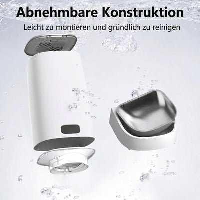 Zerlegbarer Katzenfutterautomat für eine einfache Montage und gründliche Reinigung