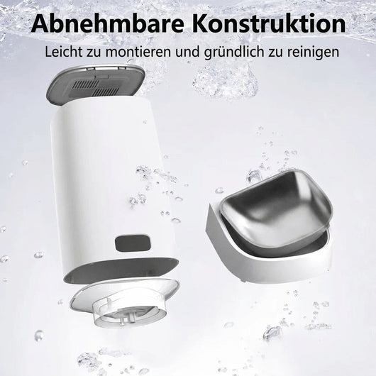 Zerlegbarer Katzenfutterautomat für eine einfache Montage und gründliche Reinigung
