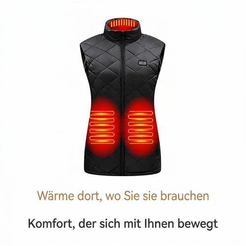 Lange beheizbare Weste für Damen mit 9 Heizzonen – leicht und figurbetont für Outdoor und Alltag