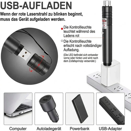 Laserpointer mit Sternenhimmel-Effekt – USB-Akku, Reichweite bis 610 Meter