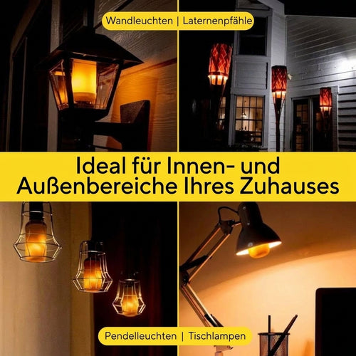 LED-Flammenbirne mit Flackereffekt – 9 W, warmweiß, für Innen und Außen, energieeffizient