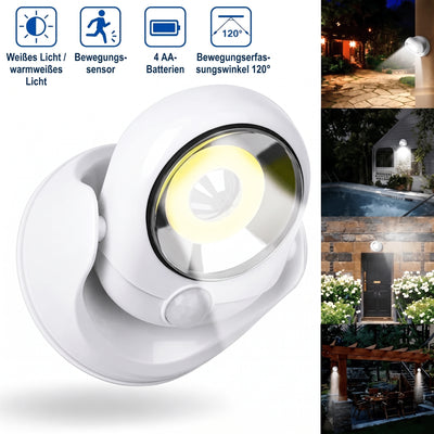 LED-Wandleuchte mit Bewegungsmelder, wetterfest und 360° drehbar, für den Innen- und Außenbereich geeignet