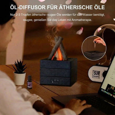 Luftbefeuchter mit LED-Flammeneffekt als Duftöl-Diffusor für eine entspannte Atmosphäre im Raum