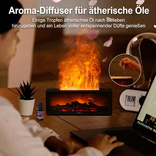 Luftbefeuchter Schlafzimmer mit LED-Flammeneffekt – 150 ml, Aromatherapie, bis 10 m²