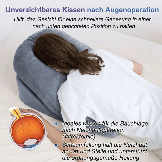 Ergonomisches Kissen zur Unterstützung der Bauchlage nach einer Augenoperation zur Förderung der Heilung