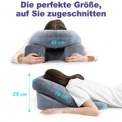 Post-BBL Bauchkissen mit Memory-Schaum, das die Maße 45 cm Breite, 25 cm Höhe und 70 cm Länge zeigt.