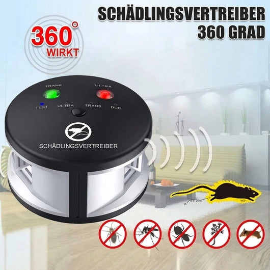 Ultraschall-Schädlingsbekämpfer für Innenräume mit 360-Grad-Wirkung gegen Insekten und Nagetiere